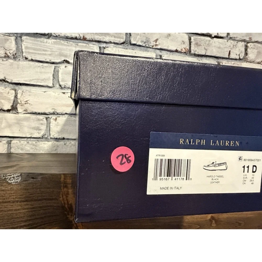 Ralph‎ Lauren Purple Label Harold Tassel Loafer Men 11D Black Leather Shoe Italy